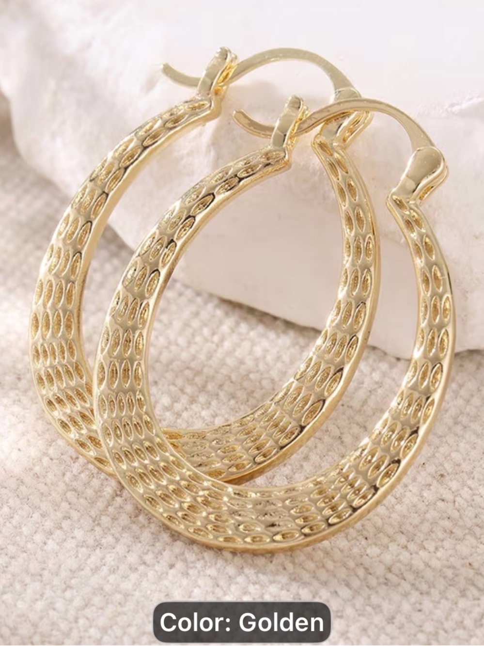YOYO Handmade Hammered Woven Golden Textured Hoop Earrings - Women Jewelry